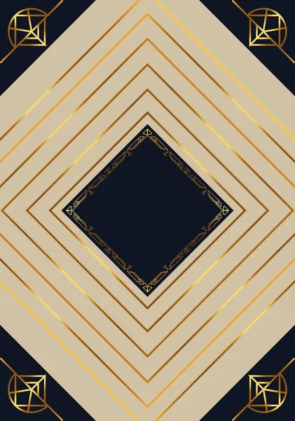 黄金の菱形のフレームの装飾 — ストックベクタ