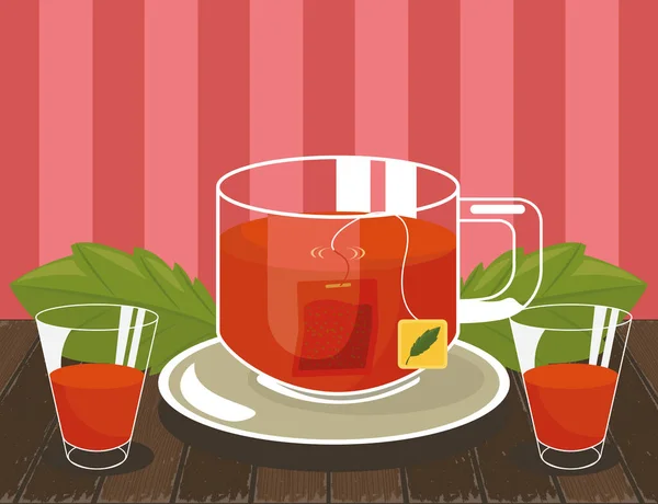 Ягідний червоний чай — стоковий вектор