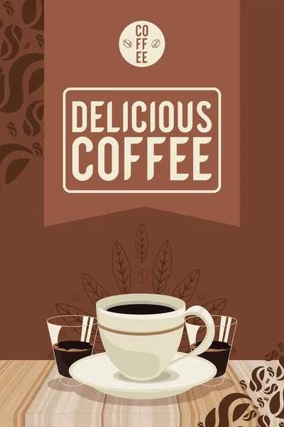 Вкусное написание кофе с чашкой — стоковый вектор