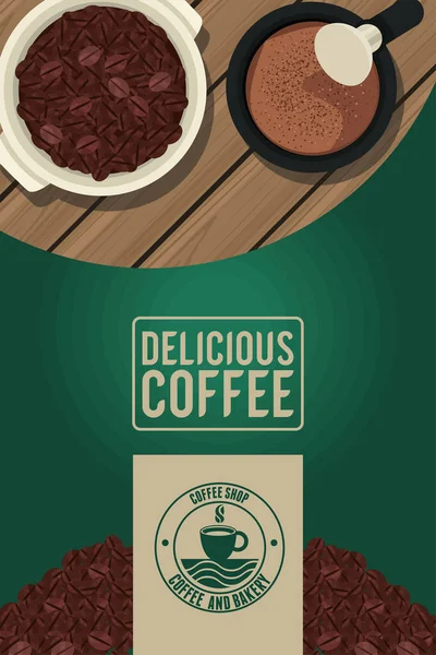 Вкусный кофе с семенами — стоковый вектор