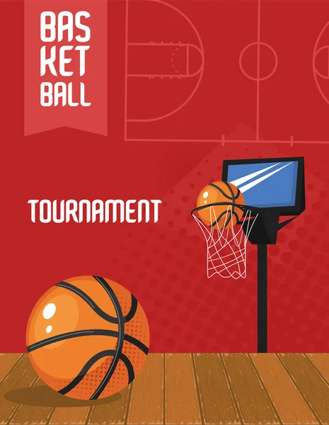 Schriftzug Basketballturnier mit Punkt — Stockvektor