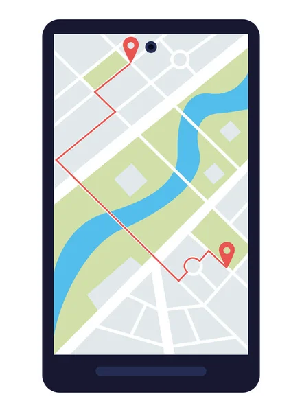 Smartphone mit GPS-Route — Stockvektor