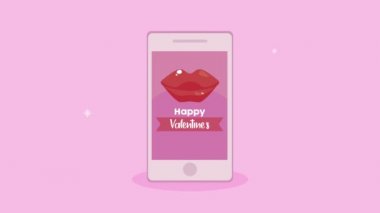 Sevgililer Günü mektupları ve akıllı telefondaki dudaklar