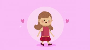 Kalp karakteri animasyonu olan küçük aşık kız.