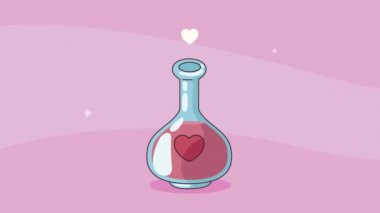 Aşk iksir şişesindeki kalp animasyonu