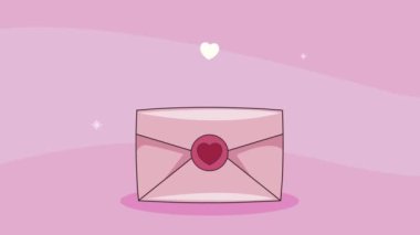 Kalp animasyonlu pembe bir mektup.