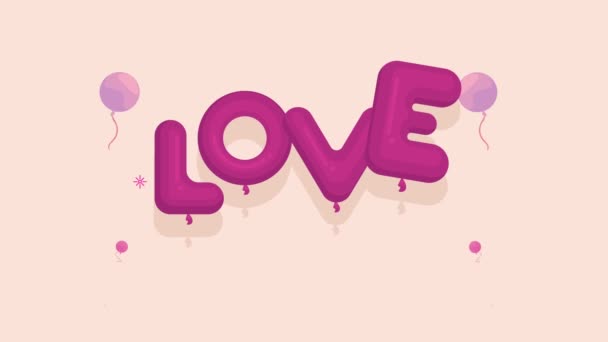 Balloons helium love word with balloons helium — Stock Video