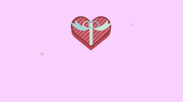 Animación día de San Valentín con regalos de corazones — Vídeo de stock