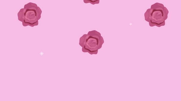 Rosas flores rojo patrón de animación — Vídeo de stock