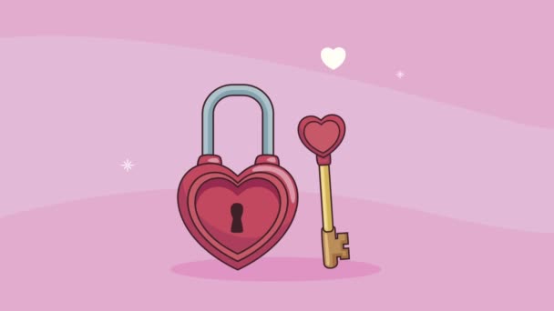 Amour coeur cadenas et animation clé — Video