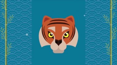 Çin yeni yılı bambu ve kaplan kafası.