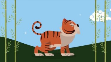 Çin Yeni Yıl Kaplanı ve bambu