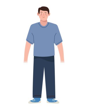 Genç adam ayakta duruyor.