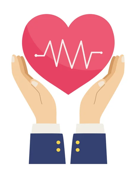 Ręce chroniące serce cardio — Wektor stockowy