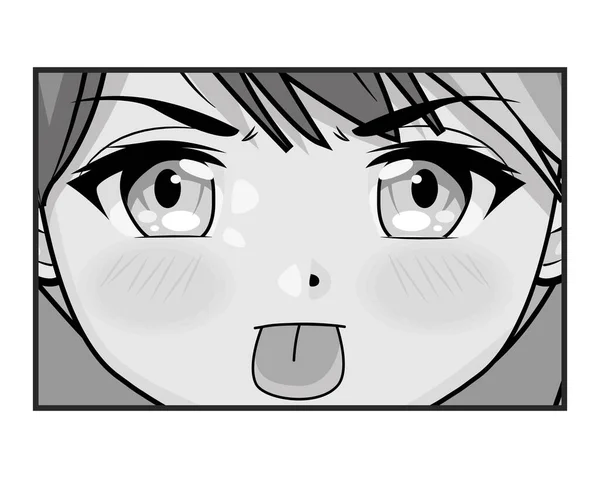 Šílený tvář dívka anime — Stockový vektor