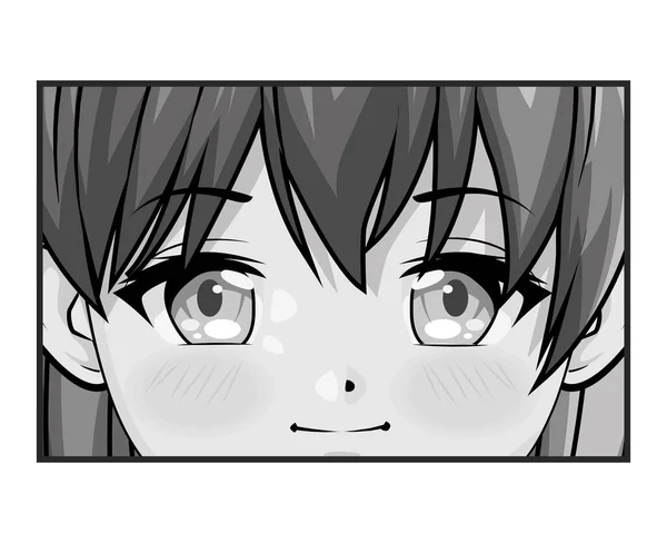 Ansikte flicka anime — Stock vektor