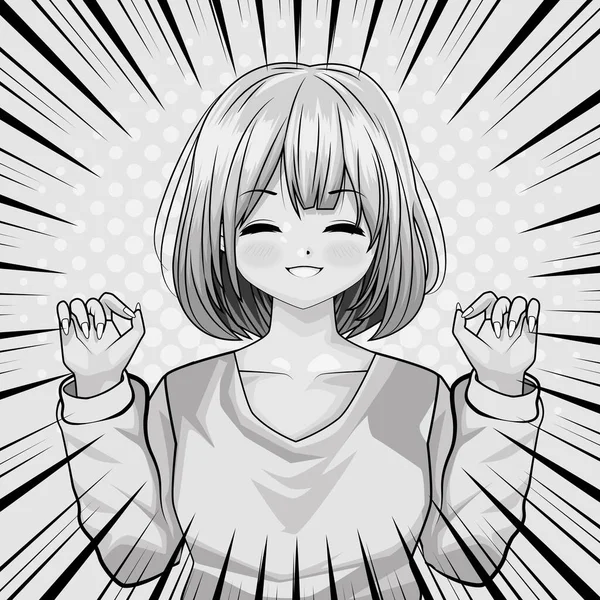 Anime chica feliz — Vector de stock