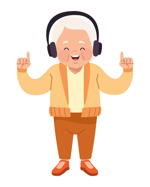Grandmother with headphones — Stock Vector