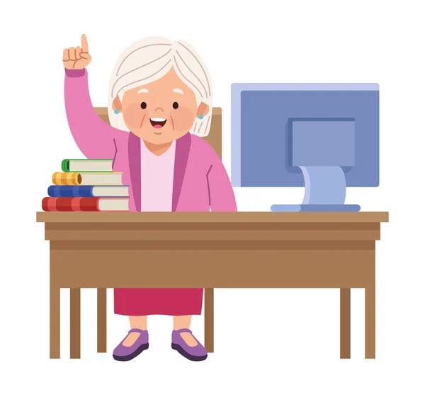 Old woman with books — Stock Vector