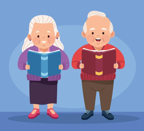 Two elderly persons studing — Stock Vector