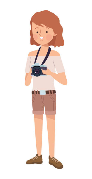 tourist woman with camera