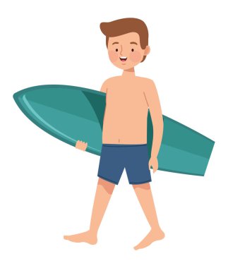 Yeşil sörf tahtası olan adam