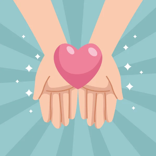 Ruce zvedající srdeční scénu — Stockový vektor