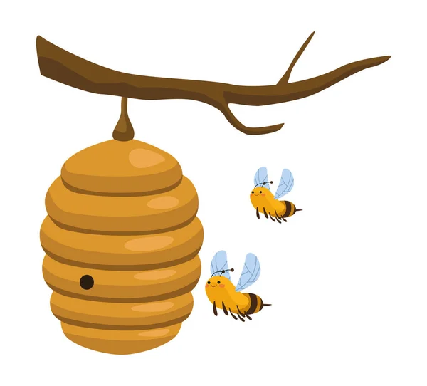 Bijen op de honingraat — Stockvector