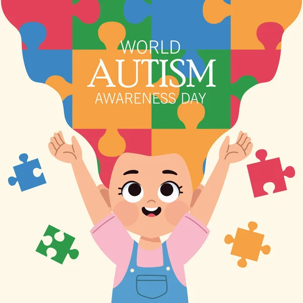 Cartel del día del autismo mundial — Vector de stock