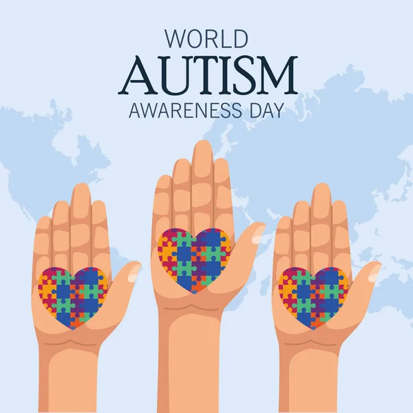 Carte de jour autisme — Image vectorielle
