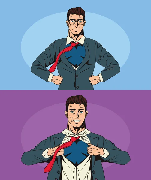 Два елегантних поп-арту супергероїв — стоковий вектор
