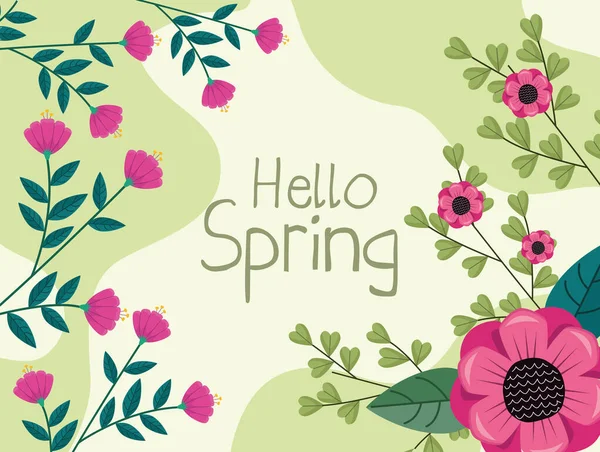 Hola cartel de primavera — Vector de stock