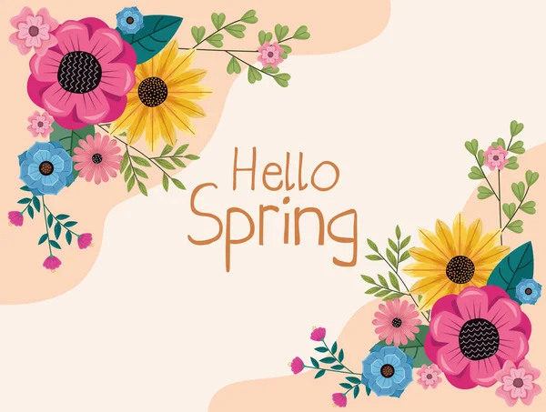 Hola postal de primavera — Vector de stock