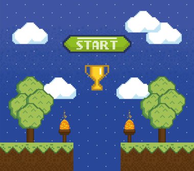 oyunlu pixelart sahnesi