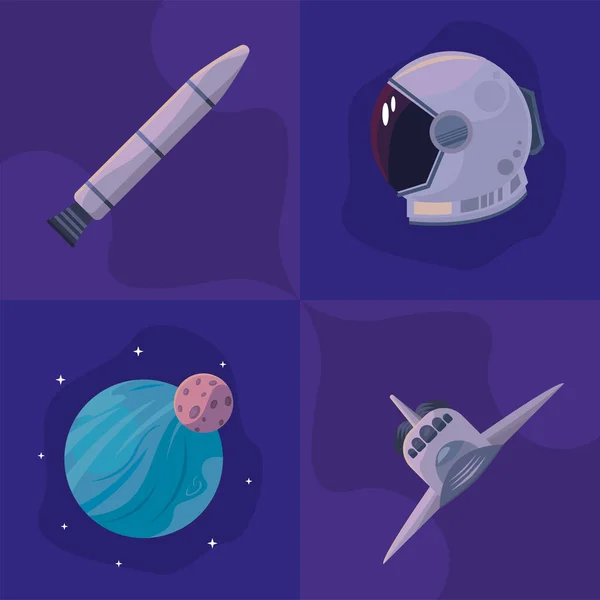 Four outer space icons — Stock Vector