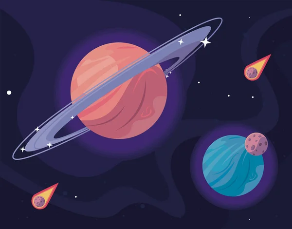 Saturno e planetas —  Vetores de Stock