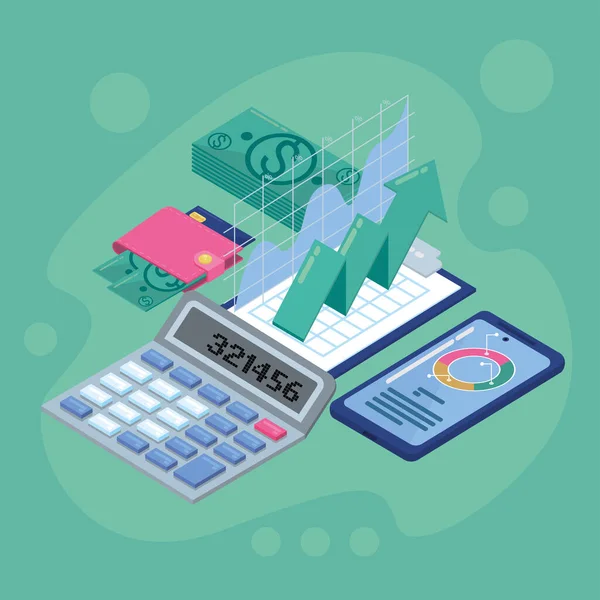 Správa rozpočtu s kalkulačkou — Stockový vektor