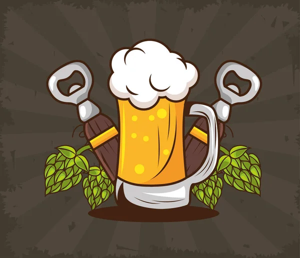 Ποτήρια μπίρας και λυκίσκου — Διανυσματικό Αρχείο