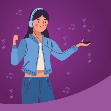 Bayan müzik dinliyor.