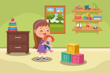 küçük kız bebek ile