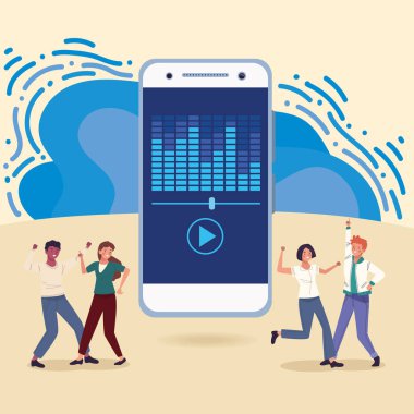 Akıllı telefonlu dansçılar grubu