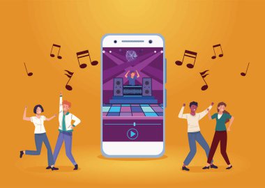 Cep telefonlu dansçılar grubu