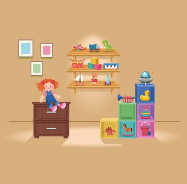 Çocuk oyuncakları oyun odası sahnesi