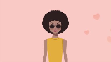 Afro kızla mutlu kadınlar günü animasyonu