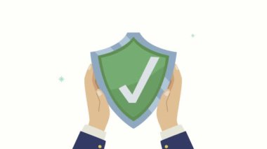 El kaldırma kalkanıyla sigorta hizmeti animasyonu