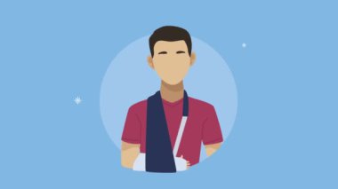 Eli kırık genç bir adam.