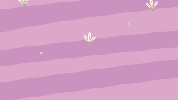 Fondo lila con patrón floral — Vídeo de stock