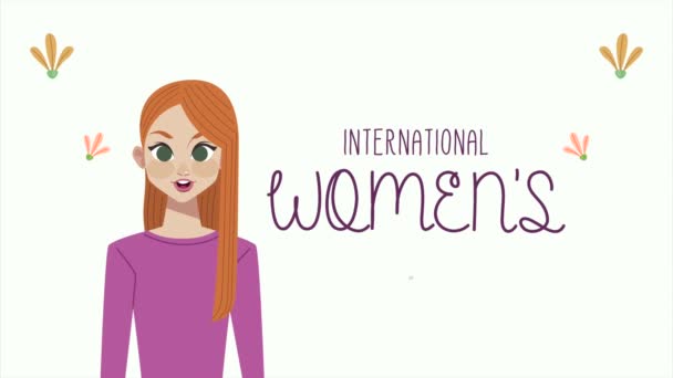 Ευτυχισμένες γυναίκες ημέρα γράμματα με τη γυναίκα — Αρχείο Βίντεο