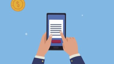 akıllı telefon ve bozuk para kullanarak elde finansal animasyon