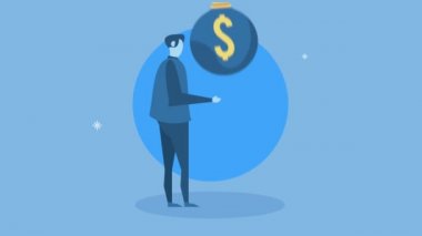 iş adamı ve para çantasıyla finansal animasyon
